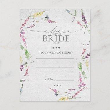 Wildflower Watercolor Floral Advice To The Bride PostInvitations