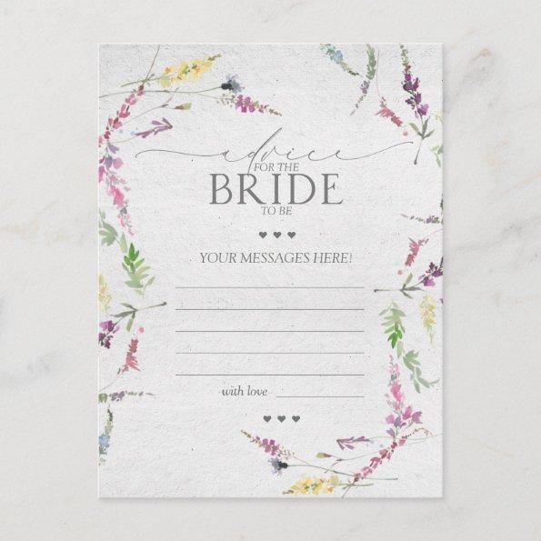 Wildflower Watercolor Floral Advice To The Bride PostInvitations