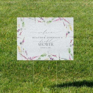 Wildflower Watercolor Floral Bridal Shower Welcome Sign