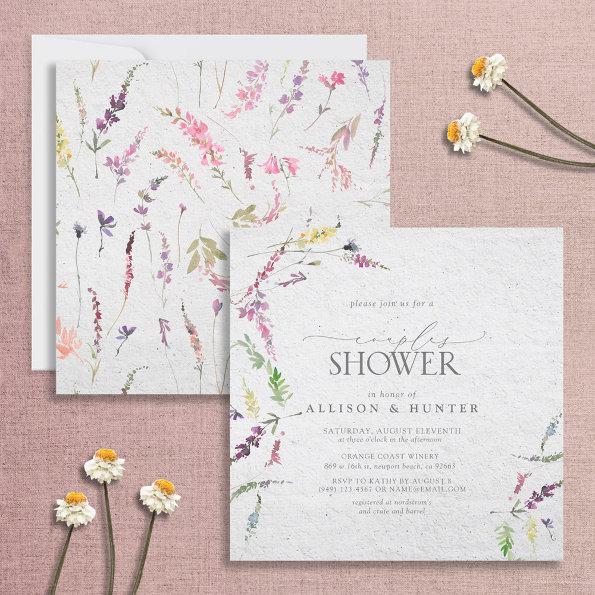 Wildflower Watercolor Floral Couples Shower Invitations
