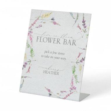 Wildflower Watercolor Floral Shower Flower Bar Pedestal Sign
