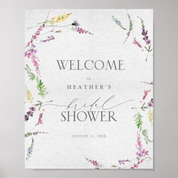 Wildflower Watercolor Floral Shower Welcome Poster