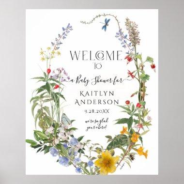 Wildflower Watercolor Floral Welcome Baby Shower Poster