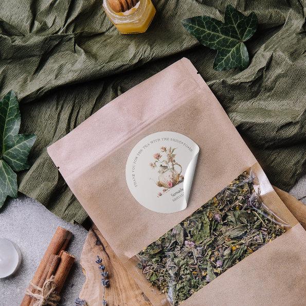 Wildflower Watercolor Tea  Thank You Classic Round Sticker