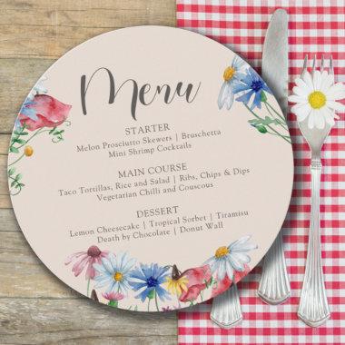 Wildflower Wedding Rustic Boho Wild Flowers Round Menu