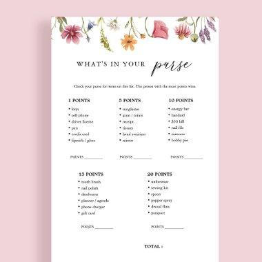 Wildflower What's In Your Purse Bridal Game