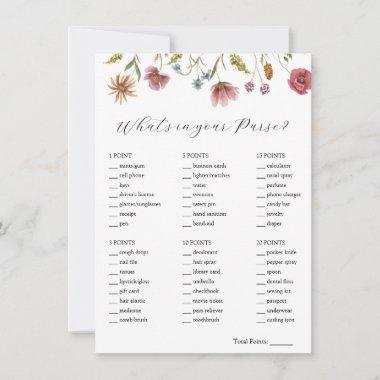 Wildflower What's in Your Purse Bridal Game Invitations