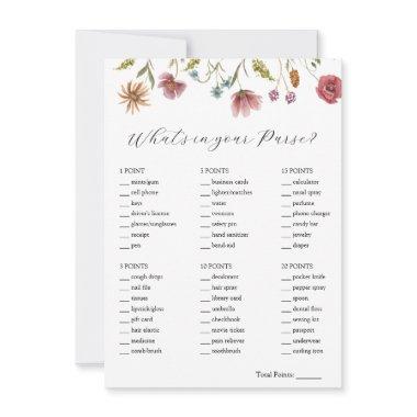 Wildflower What's in Your Purse Bridal Game Invitations