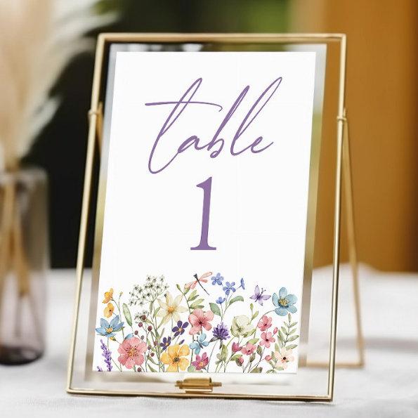 Wildflower Wild Flowers Floral Garden Wedding Table Number