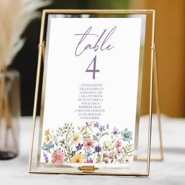 Wildflower Wild Flowers Floral Garden Wedding Table Number