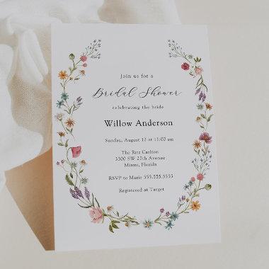 Wildflower Wreath Bridal Shower Invitations