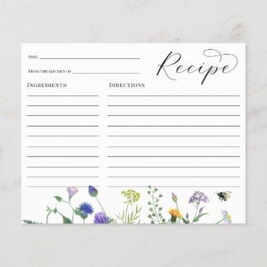 Wildflowers and Bees Bridal Shower Recipe Invitations
