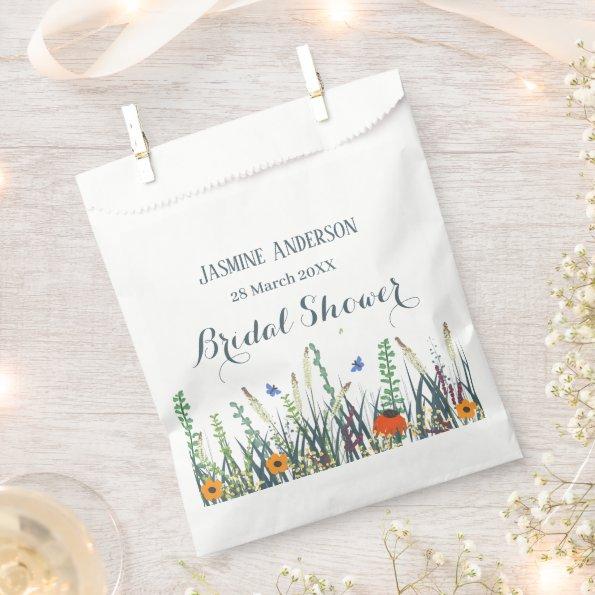 Wildflowers and butterflies bridal shower favor bag