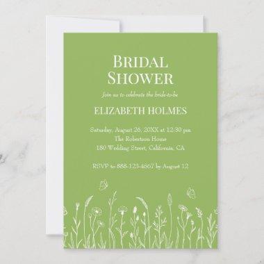 Wildflowers and Butterflies Bridal Shower Invitations