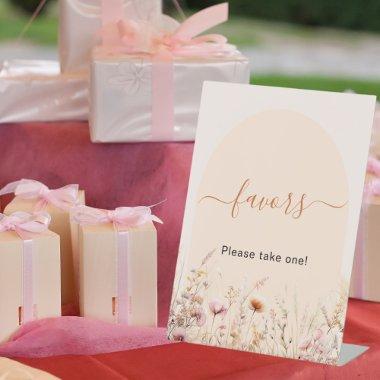 Wildflowers arch peach party favor sign