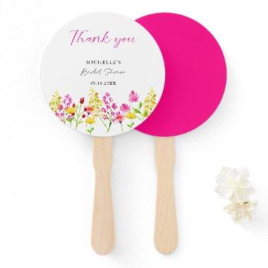 Wildflowers Bridal Shower Script Pink Florals Hand Fan