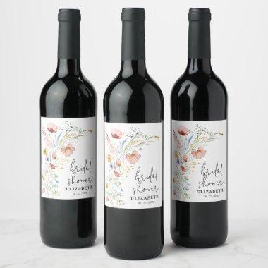 Wildflowers Bridal Shower Wine Label