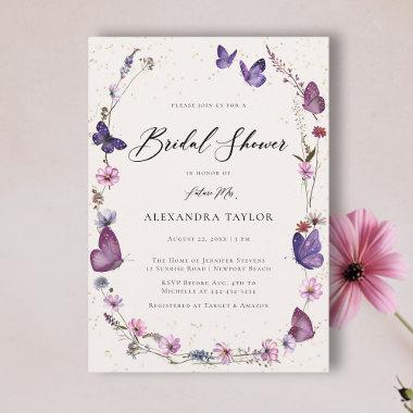 Wildflowers Butterflies Floral Chic Bridal Shower Invitations