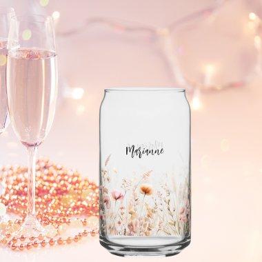 Wildflowers custom name script can glass