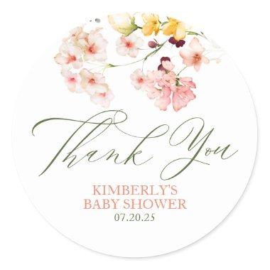 Wildflowers Cute Bridal Shower Thank You Classic Round Sticker