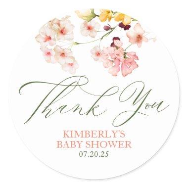 Wildflowers Cute Bridal Shower Thank You Classic Round Sticker