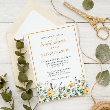 Wildflowers Daisy Lavender Botanical Bridal Shower Invitations