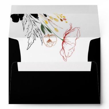 Wildflowers Elegant Boho Black Envelope