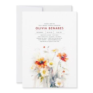 Wildflowers Elegant Boho Bridal Shower Invitations