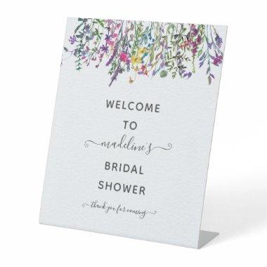 Wildflowers Floral Bridal Shower Welcome Pedestal Sign