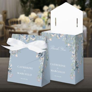 Wildflowers Floral Dusty Blue Wedding Favor Boxes
