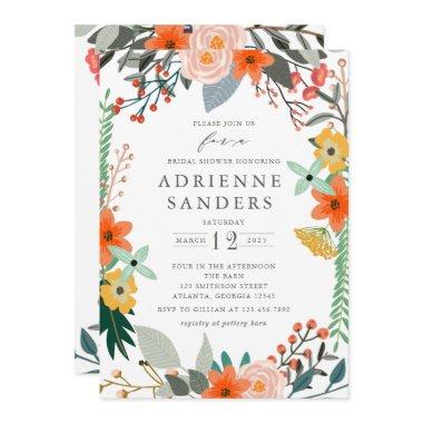 Wildflowers Floral Frame Bridal Shower Invitations