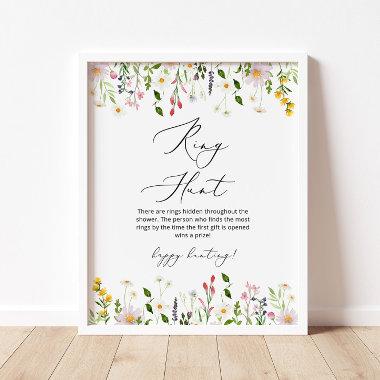 Wildflowers floral ring hunt bridal shower game poster