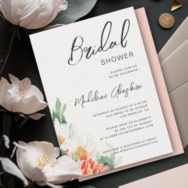 Wildflowers green & orange floral bridal shower Invitations