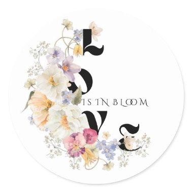 Wildflowers Love in Bloom Boho Bridal Shower Classic Round Sticker