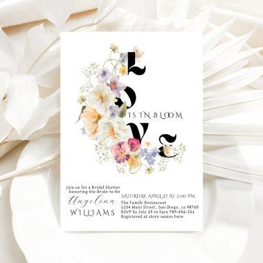 Wildflowers Love in Bloom Boho Bridal Shower Invitations