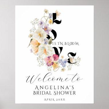 Wildflowers Love in Bloom Bridal Shower welcome Poster