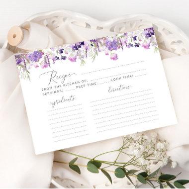 Wildflowers purple lilac bridal shower recipe Invitations