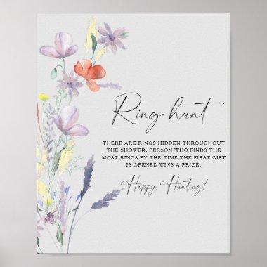 Wildflowers Ring hunt bridal shower game poster