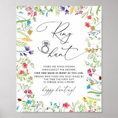 Wildflowers Ring Hunt Bridal Shower Game Sign