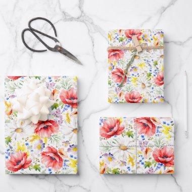 Wildflowers - Romantic Colorful Meadow Flowers Wrapping Paper Sheets