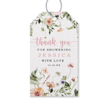 Wildflowers Rustic Pink Bridal Shower Favor Gift Tags