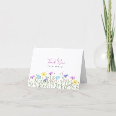 Wildflowers Watercolor Floral Spring Stationery Thank You Invitations