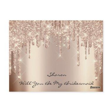 Will Bridesmaid Blush Glitter Drips Spark Name Post