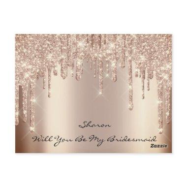 Will Bridesmaid Blush Glitter Drips Spark Name PostInvitations