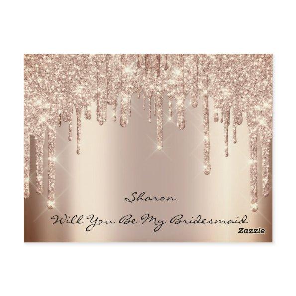 Will Bridesmaid Blush Glitter Drips Spark Name Post