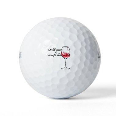 Will You Accept This Rose Charming Proposal Design Golf Balls