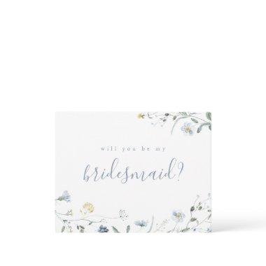 Will you be my bridesmaid Blue Wildflower Boho