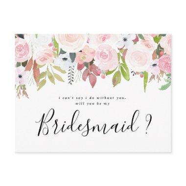 Will you be my bridesmaid blush pink floral invitation post