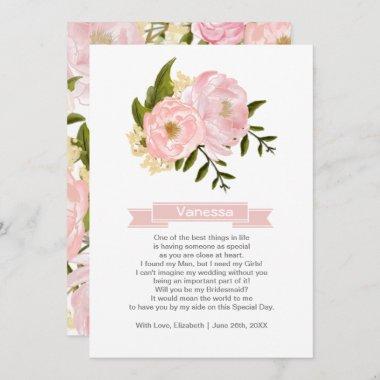 Will you be my Bridesmaid? Blush Pink Peonies Invitations