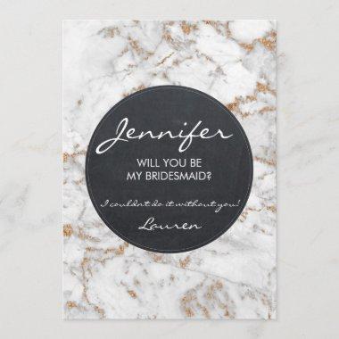 Will you be my bridesmaid Invitations faux marble glitter
